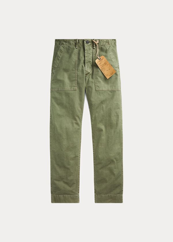 Pantalones Ralph Lauren Mujer Verde Oliva - Cotton Utility - KSRNP4893